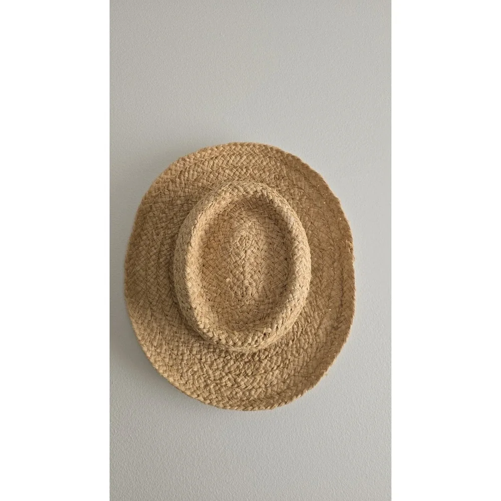 Vintage Genuine Raffia Straw Hat Fedora Safari Style Natural Summer Beach‎ Hat